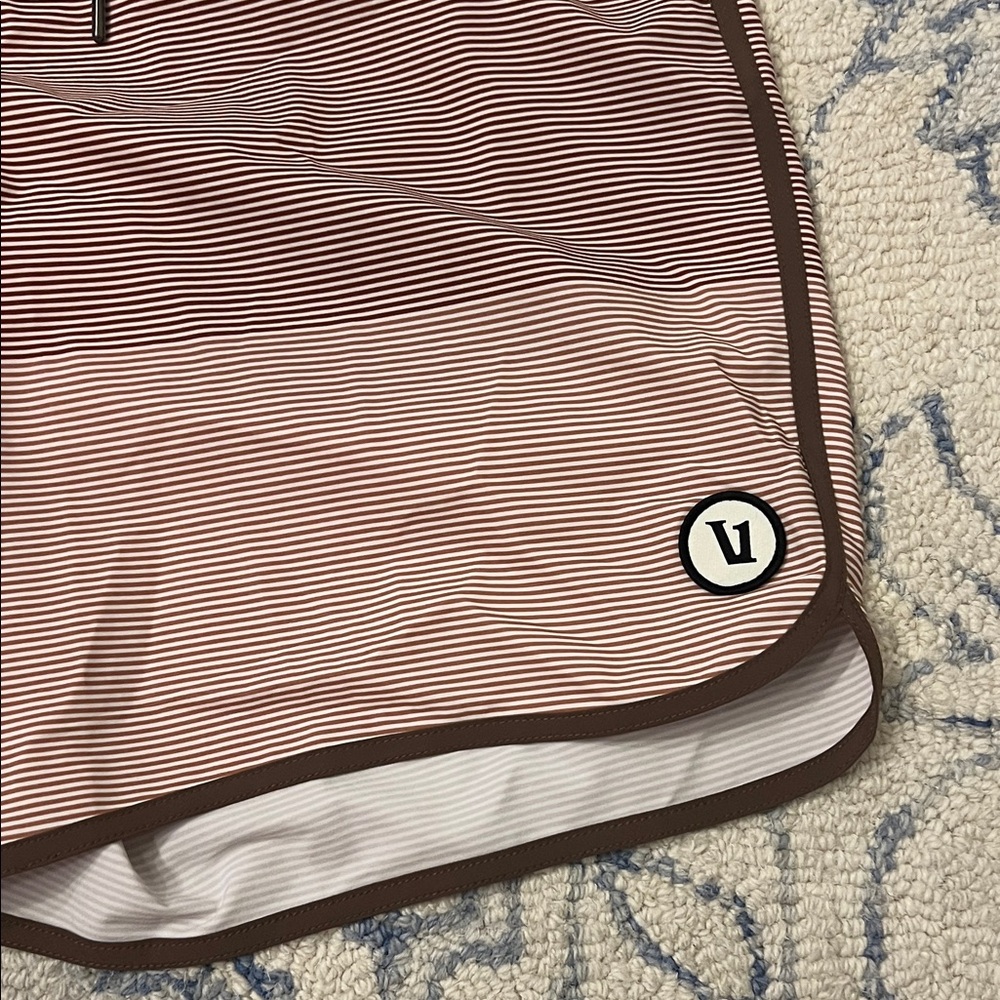 Vuori Men's Striped Brown Swim Board Shorts - Picture 3 of 5